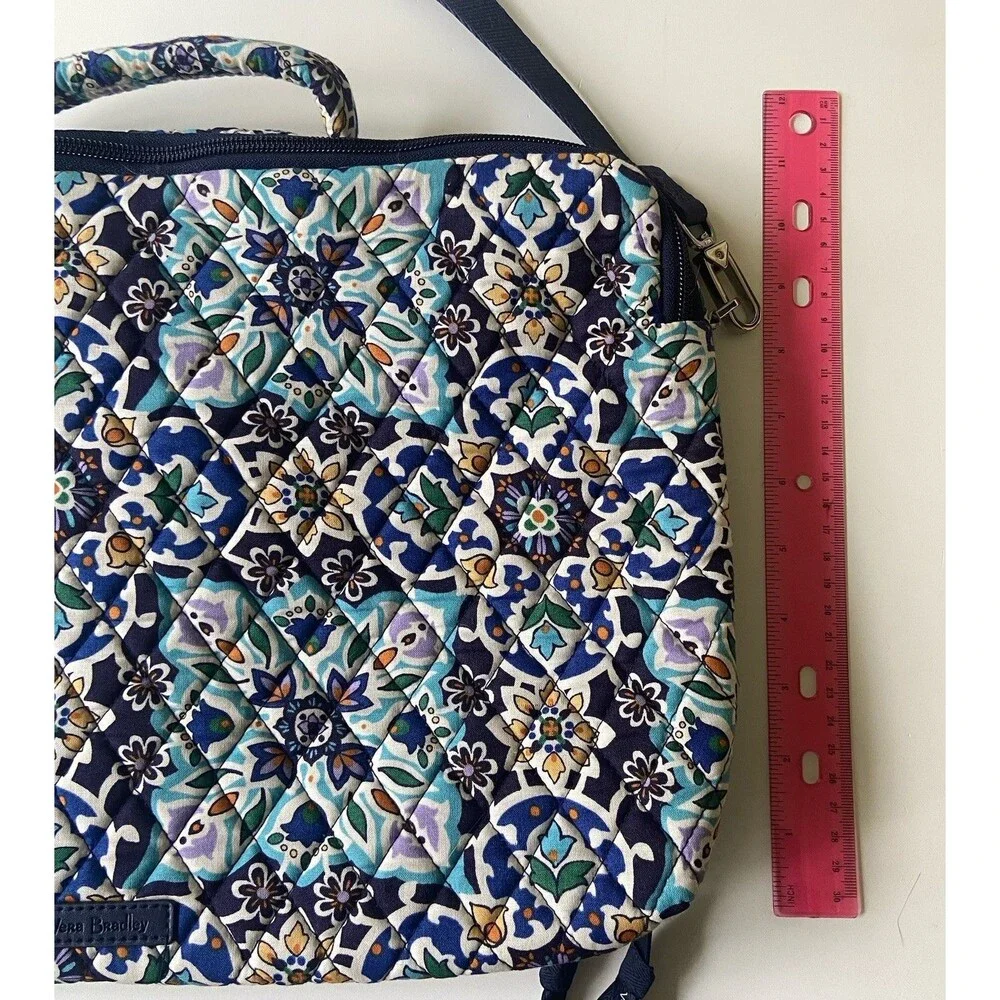 Vera Bradley Laptop Workstation Crossbody Travel Bag - “Lisbon Medallion Cool”